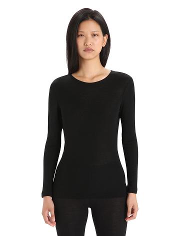 Dámské Jeden kus a sady Icebreaker Merino 175 Everyday Long Sleeve Crewe Thermal Top Černé | CZ 1167LISH